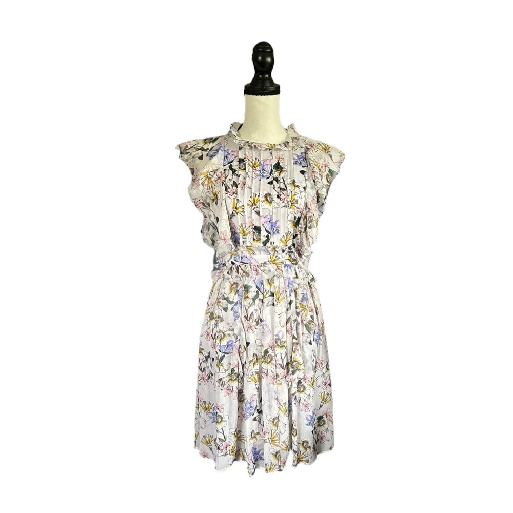 Marissa Webb Florence 100% Silk-Georgette Dress Floral Ruffles Coquette XS